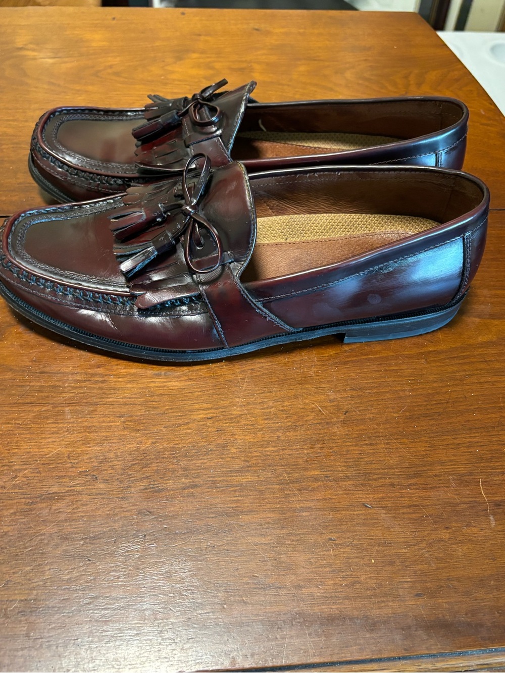 Johnston & Murphy Men’s Brown Leather Tassel Slip On Dress Loafers Square Toe - Picture 3 of 10